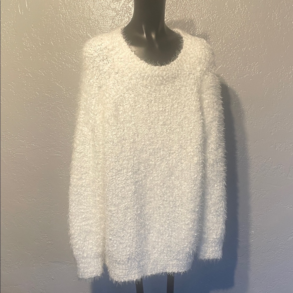 Joan Vass Soft White Crew Neck Sweater